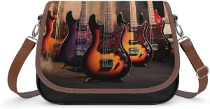 Cool Electric Guitar Shoulder Bags PU Leather Shoulder Handbag Large Capacity Crossbody Bag for Women