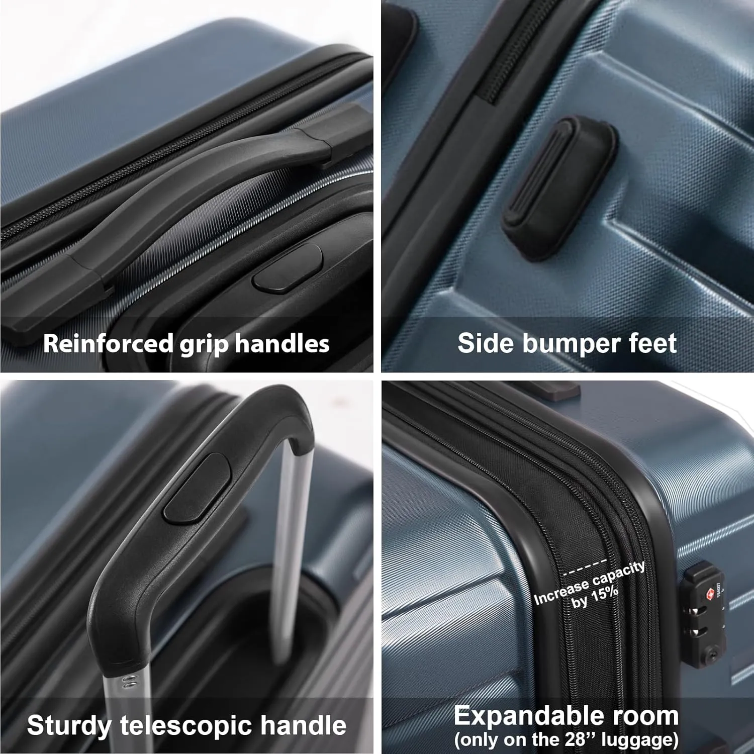 Coolife Luggage Suitcase Carry on Hardside PC ABS Spinner TSA Lock Telescopic Handle