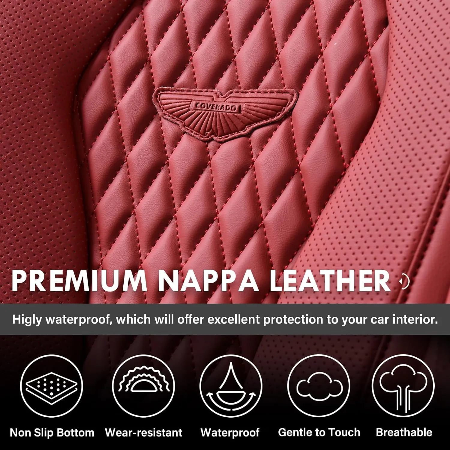 Coverado Seat Covers, Car Seat Covers Front Seats, Red Car Seat Cover, Waterproof Car Seat Covers, Car Seat Cushion, Front Car Seat Covers Leatherette Car Seat Protector Universal Fit Most Cars