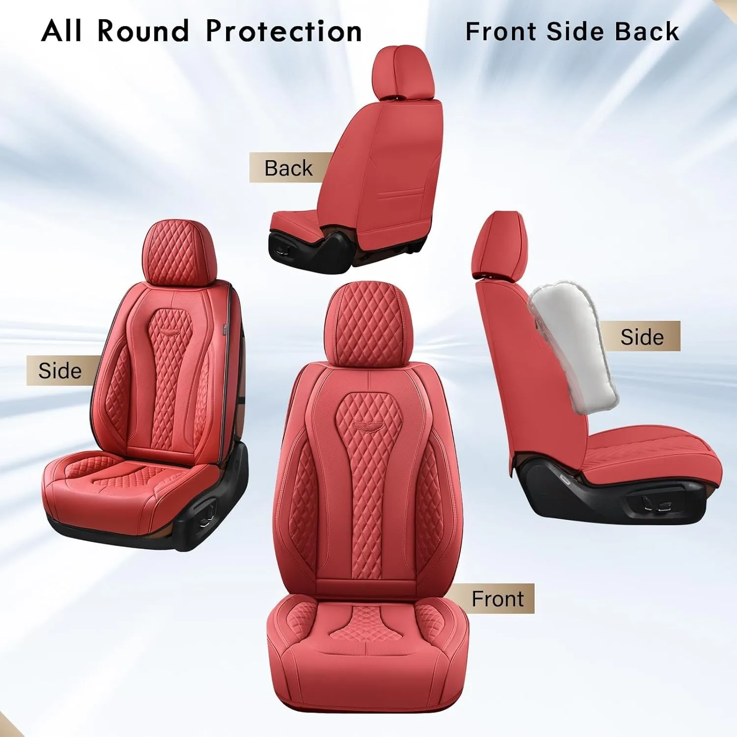 Coverado Seat Covers, Car Seat Covers Front Seats, Red Car Seat Cover, Waterproof Car Seat Covers, Car Seat Cushion, Front Car Seat Covers Leatherette Car Seat Protector Universal Fit Most Cars
