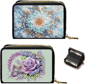 Credit Card Coin Holder, DIY Diamond Art Painting Leather Zipper Card Case Wallet for Women-2PCS-1
