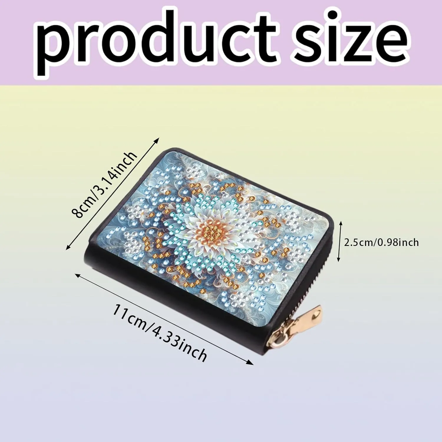 Credit Card Coin Holder, DIY Diamond Art Painting Leather Zipper Card Case Wallet for Women-2PCS-1