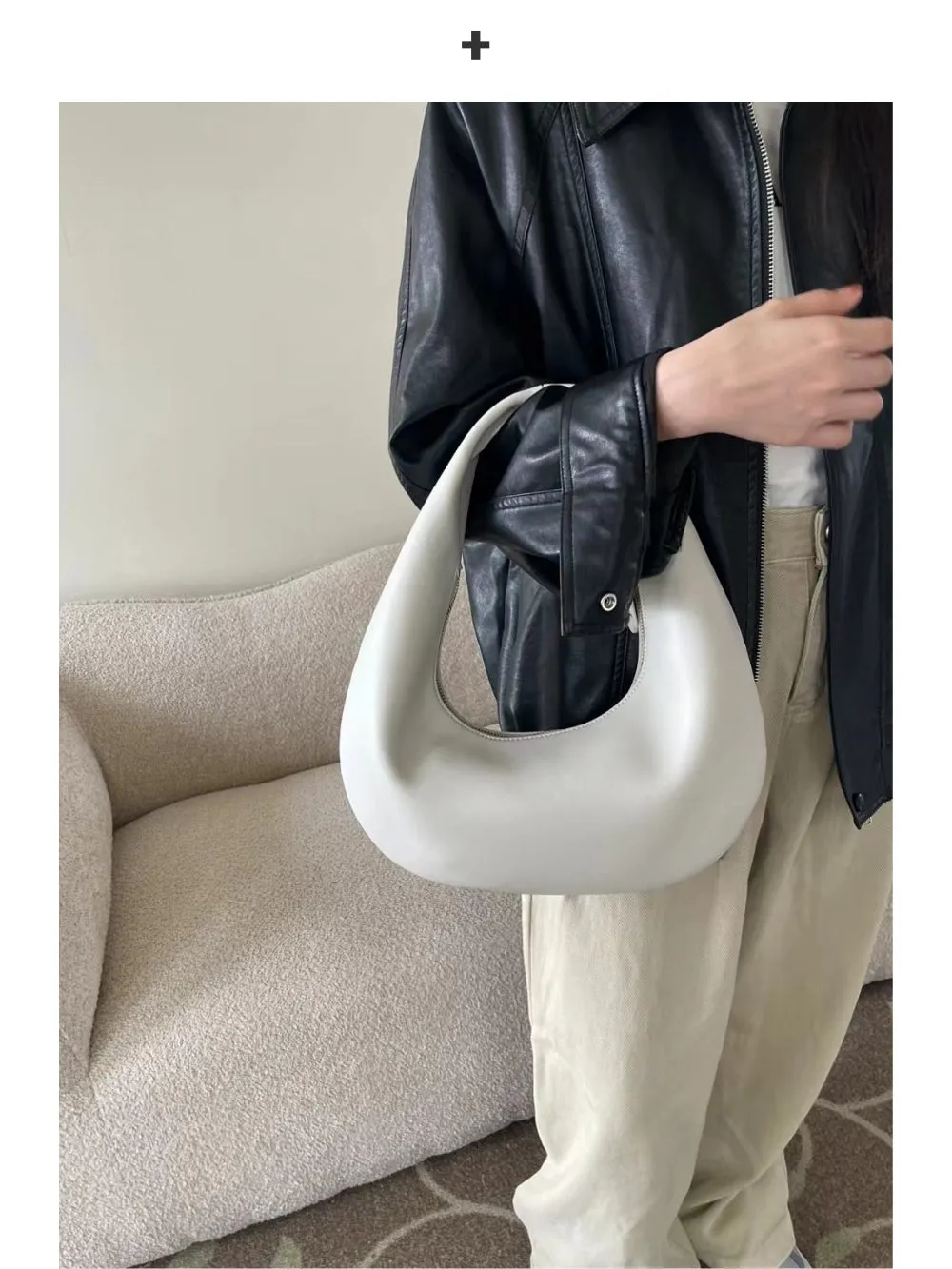 Crescent Leather Handbag