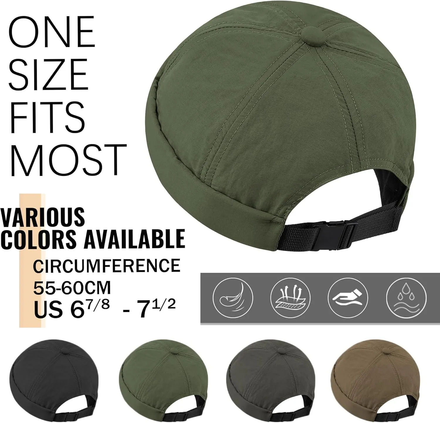 Croogo Quick Dry Brimless Hat Lightweight Daily Beanie Mesh Beanie Docker Cap Sailor Rolled Cuff Harbour Hat Casual Skullcap