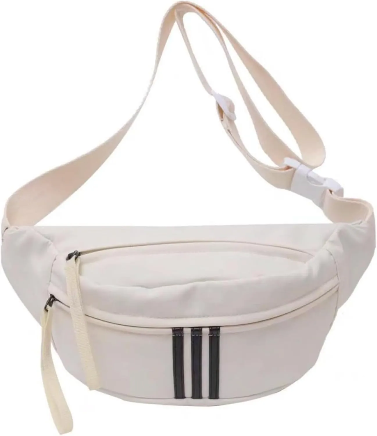 Crossbody Backpack Hip Hop, Sports Crossbody Chest Bag Multi-Functional Casual Nylon Shoulder Bag for Women & Men (White)