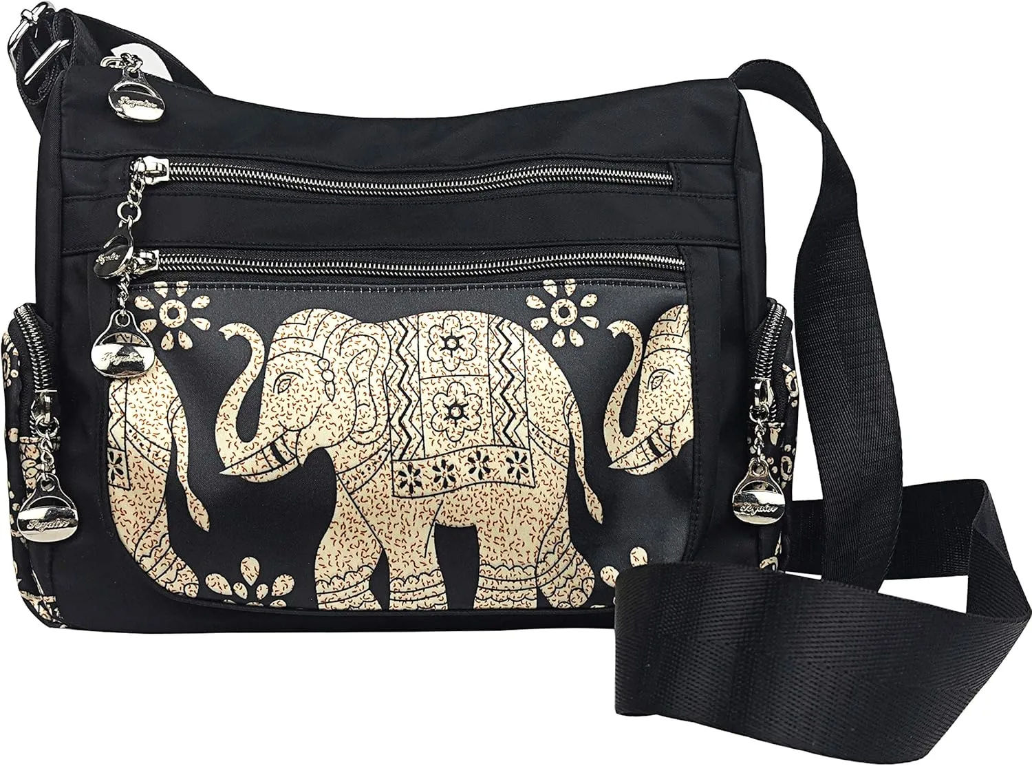 Crossbody Bag for Women Multi Pocket Shoulder Bag Boho Elephant Bag Casual Nylon Purse Handbag