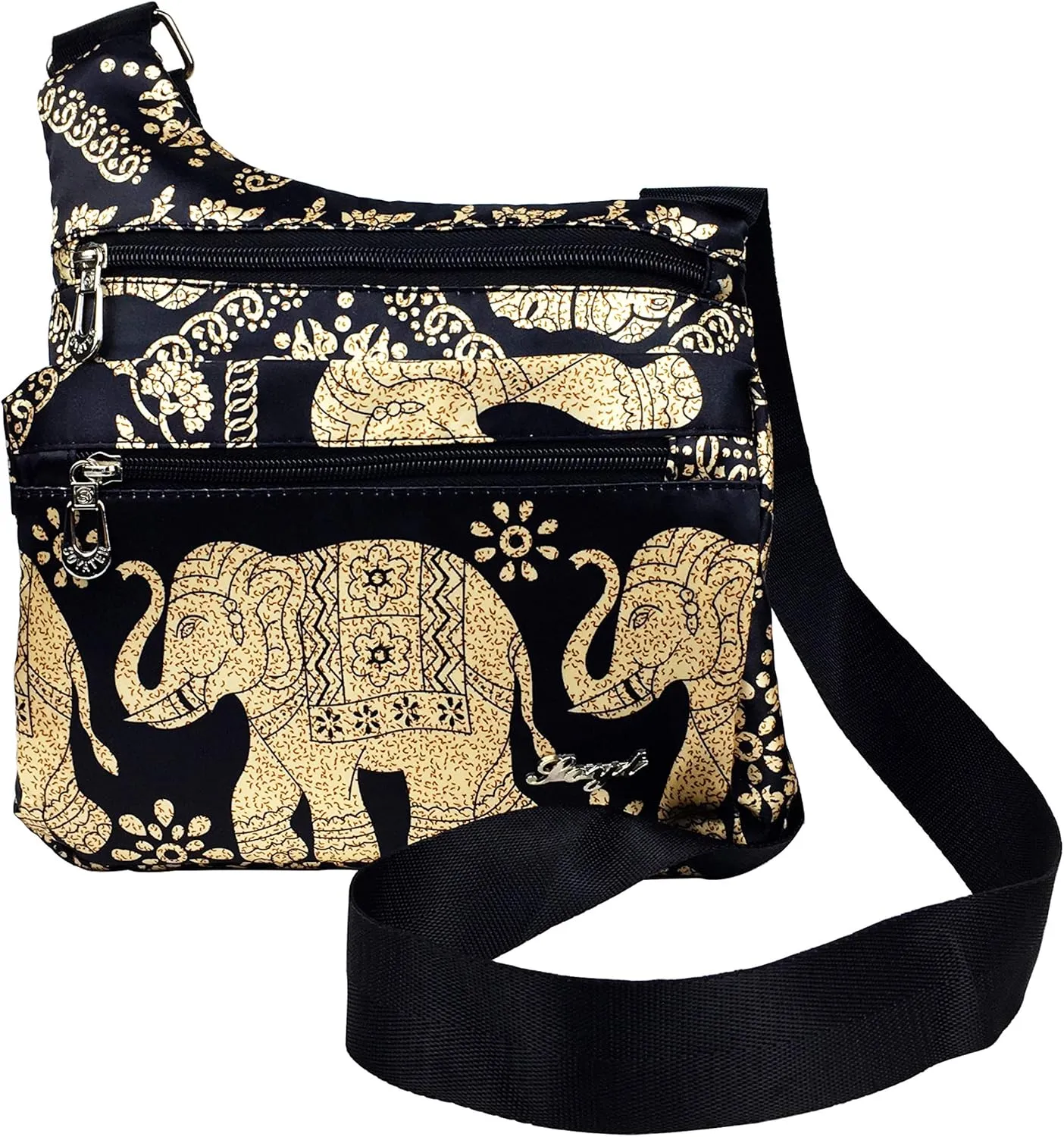 Crossbody Bag for Women Multi Pocket Shoulder Bag Boho Elephant Bag Casual Nylon Purse Handbag