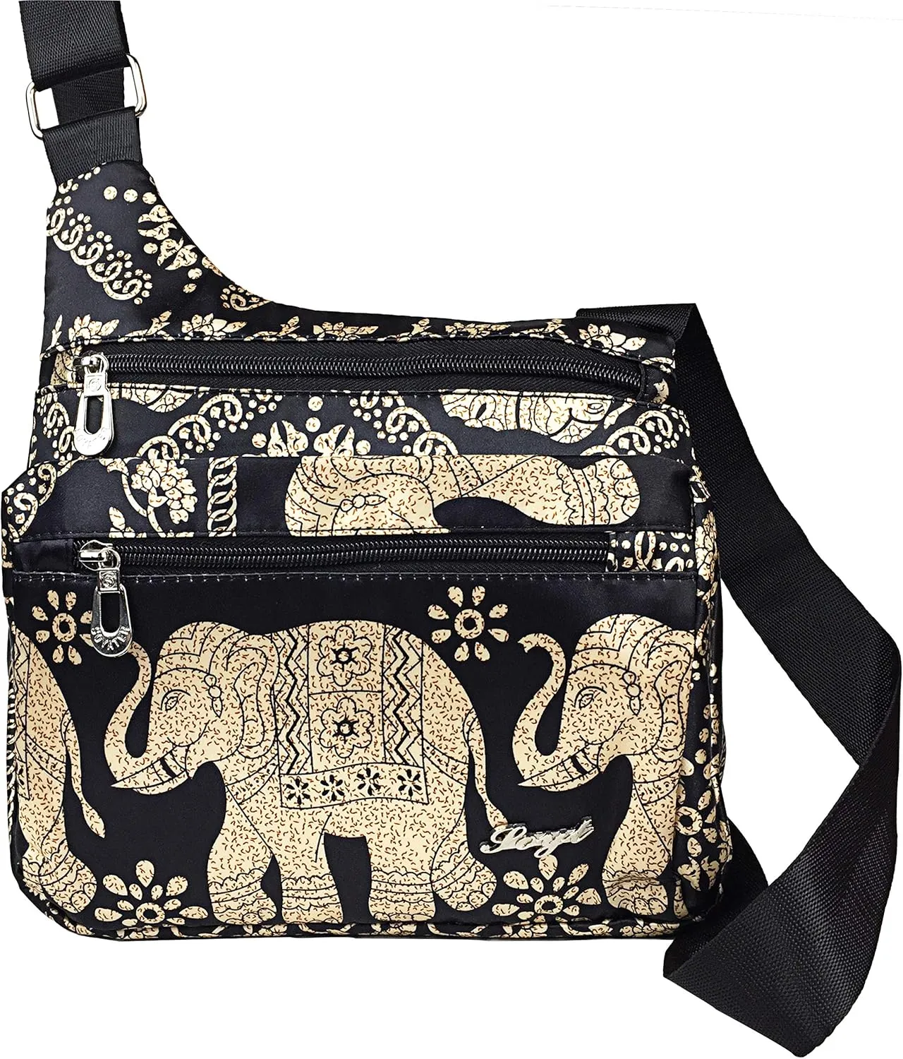 Crossbody Bag for Women Multi Pocket Shoulder Bag Boho Elephant Bag Casual Nylon Purse Handbag