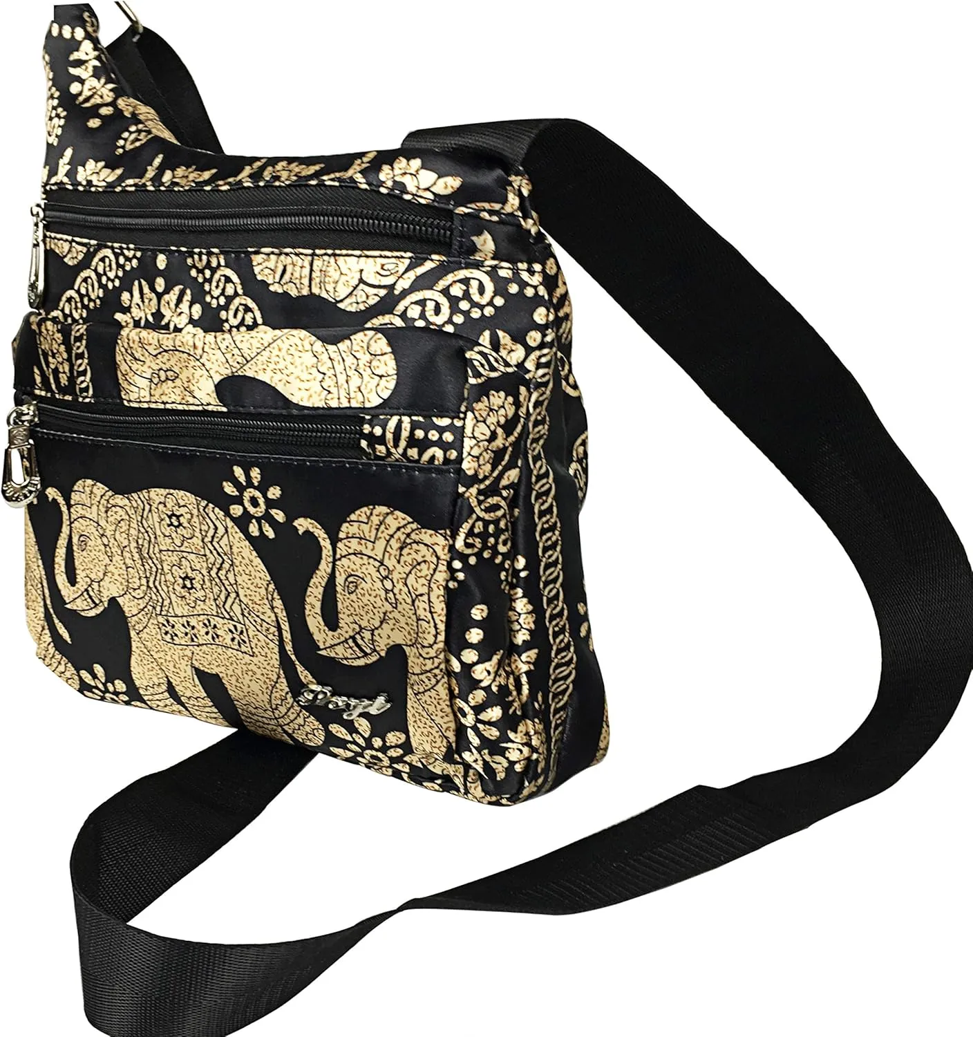 Crossbody Bag for Women Multi Pocket Shoulder Bag Boho Elephant Bag Casual Nylon Purse Handbag