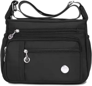 Crossbody Bag for Women, Multi Pocket Waterproof Lightweight Nylon Purse Shoulder Bag