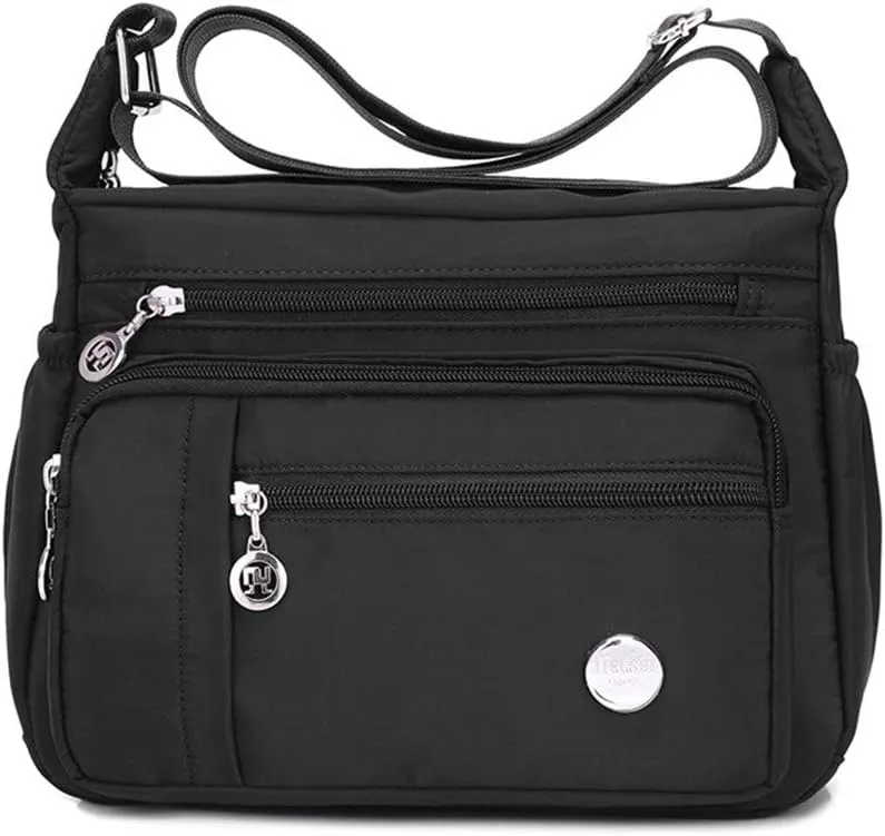 Crossbody Bag for Women, Multi Pocket Waterproof Lightweight Nylon Purse Shoulder Bag