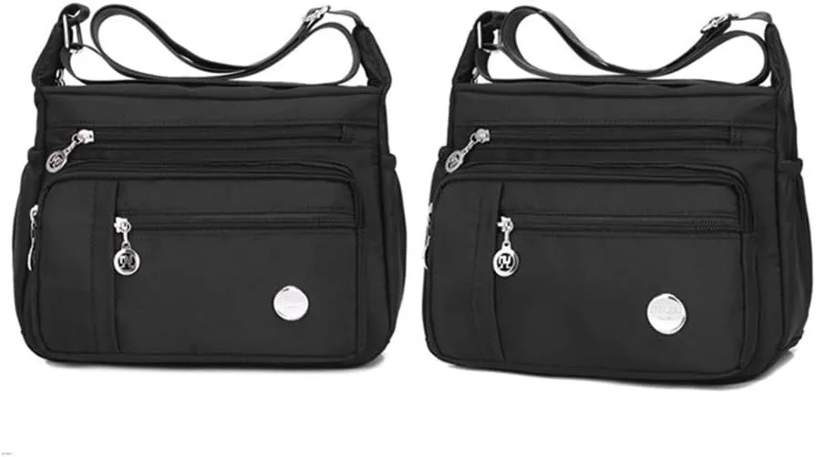 Crossbody Bag for Women, Multi Pocket Waterproof Lightweight Nylon Purse Shoulder Bag