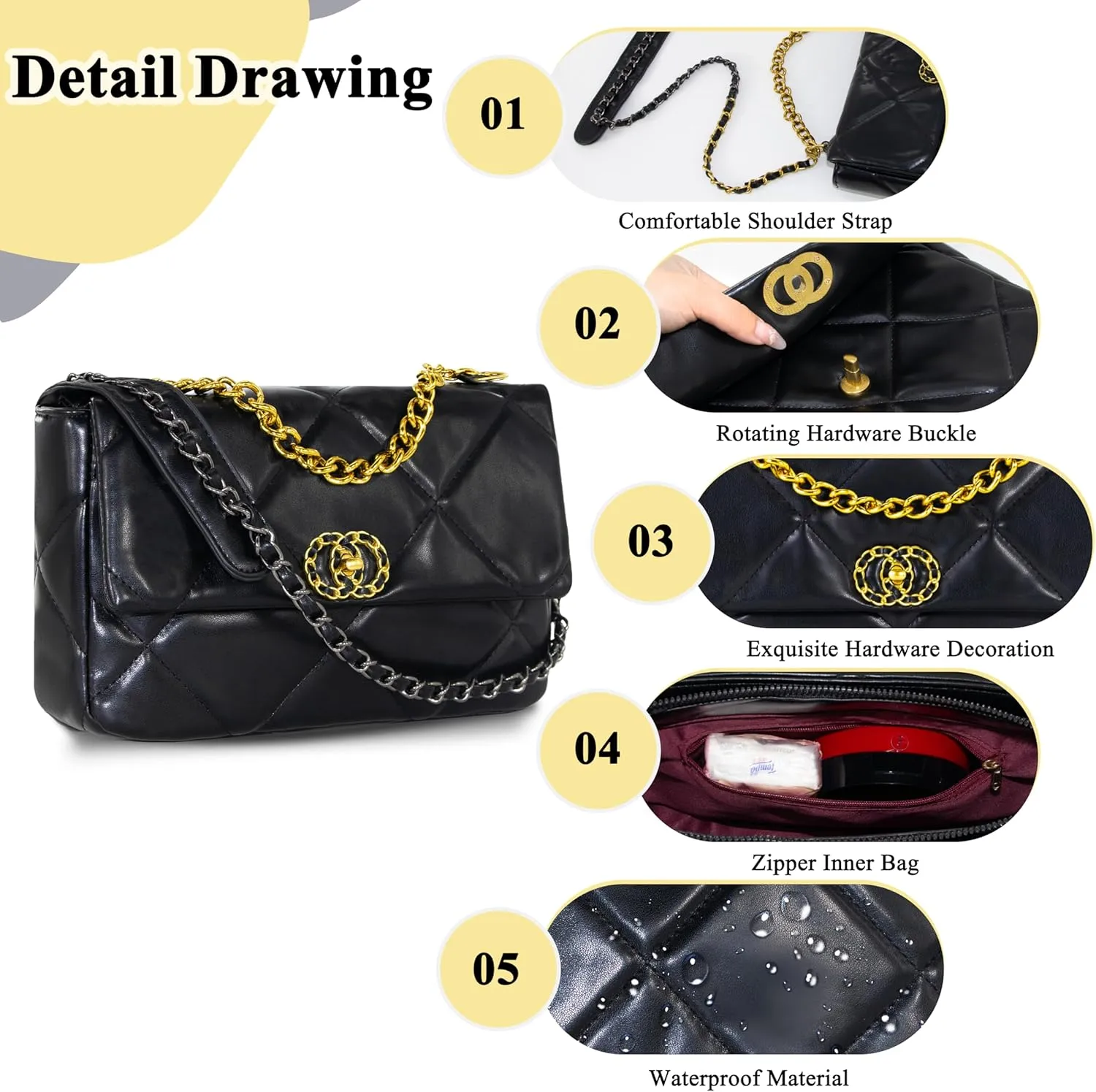 Crossbody Bag for Women Soft PU Leather Handbag Womens Hobo Shoulder bag with Wallet Diamond Plaid