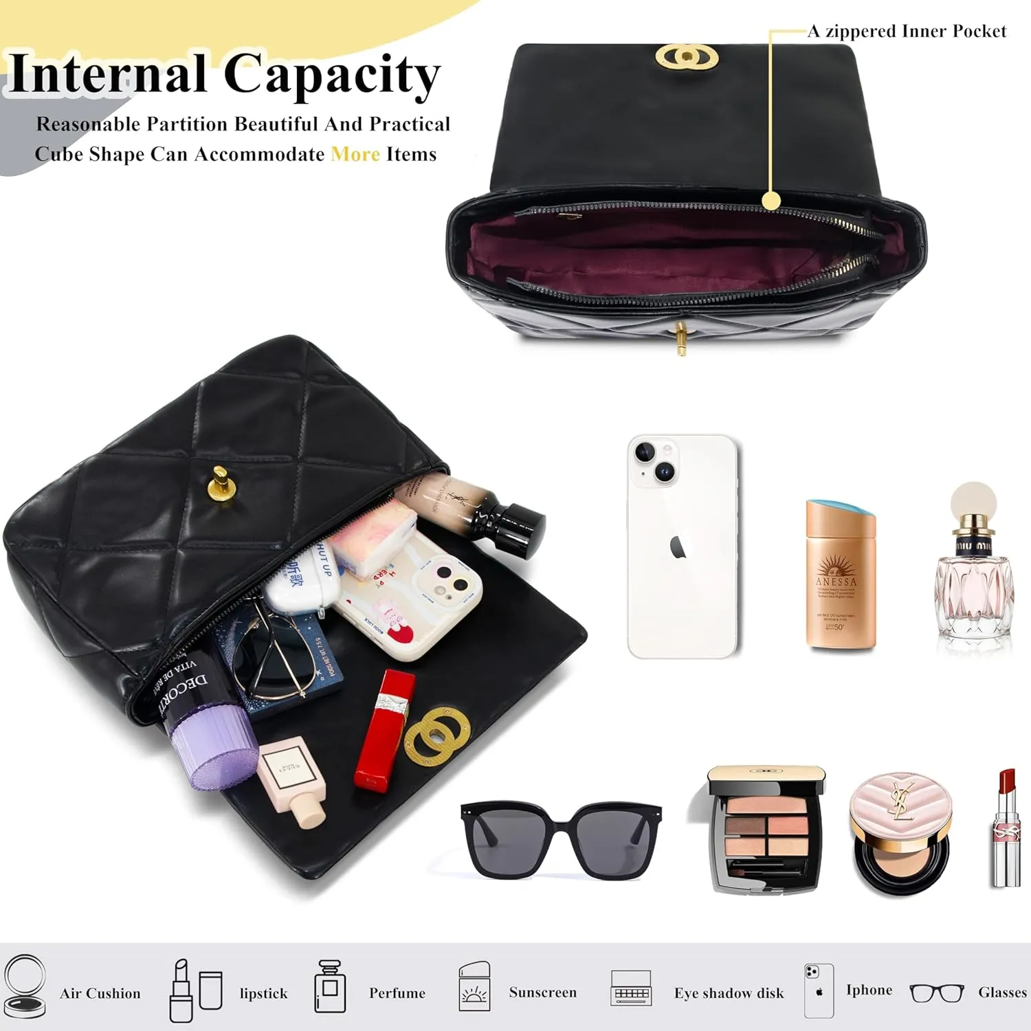 Crossbody Bag for Women Soft PU Leather Handbag Womens Hobo Shoulder bag with Wallet Diamond Plaid