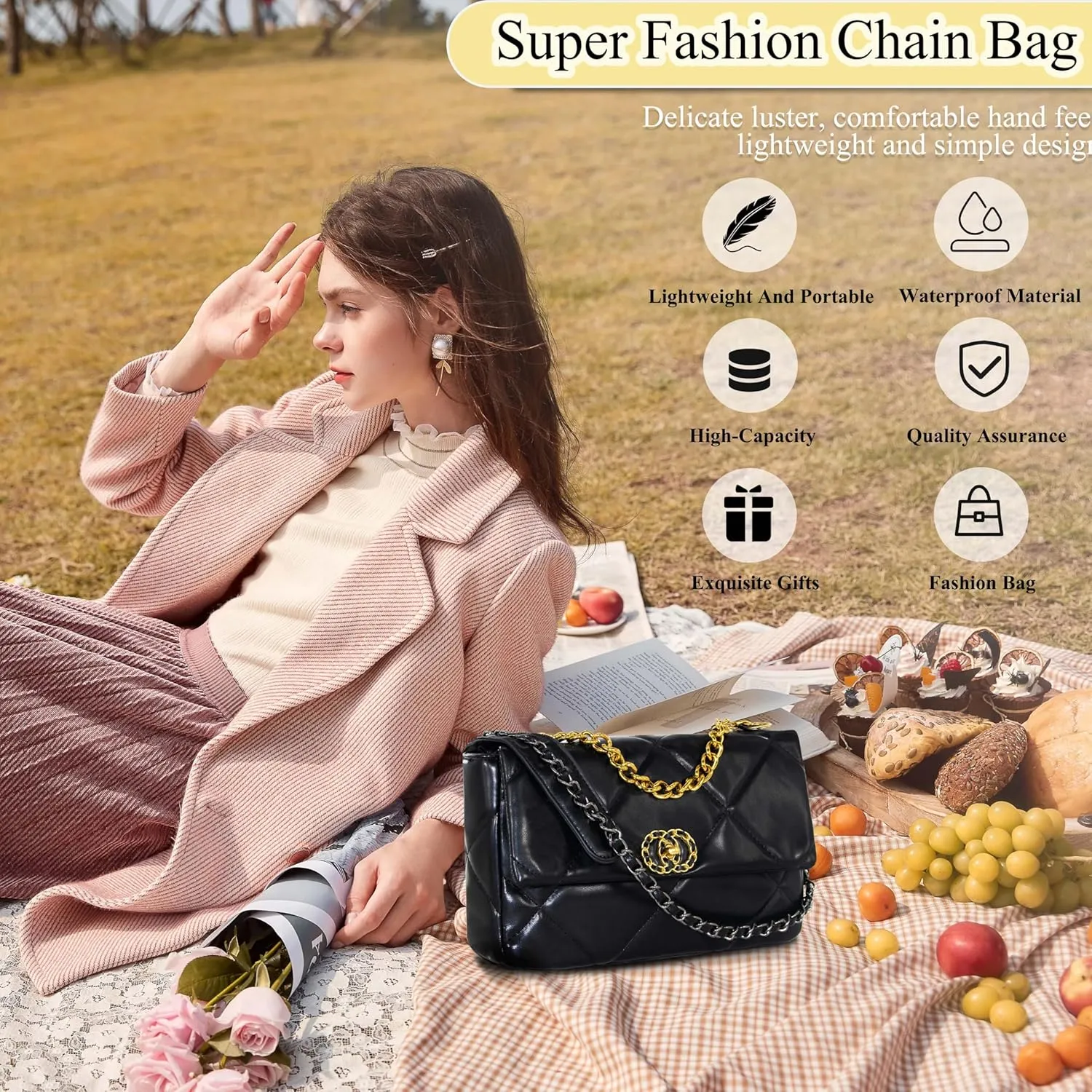 Crossbody Bag for Women Soft PU Leather Handbag Womens Hobo Shoulder bag with Wallet Diamond Plaid