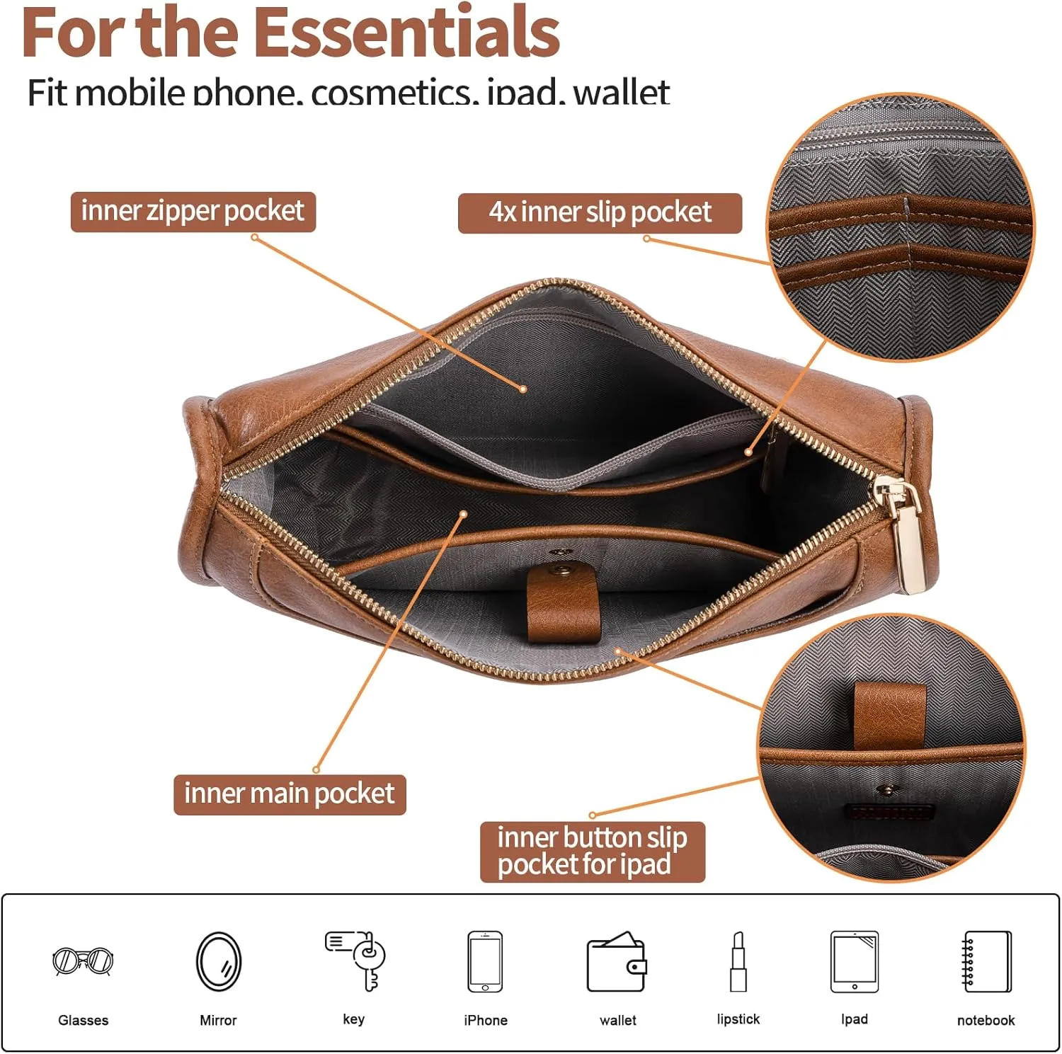Crossbody Bags For Women Trendy Vegan Leather Travel Bags Shoulder Purses For Women With 2 Adjustable Strap