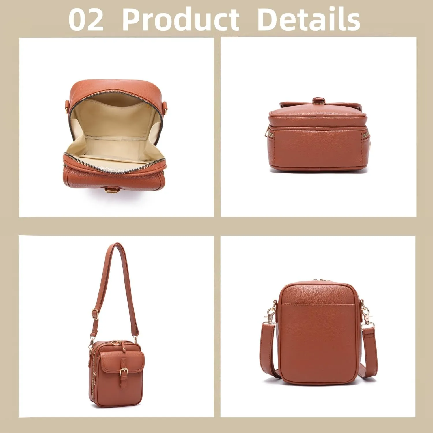 Crossbody Leather Bag,2025 New Women's Crossbody Anti Theft Leather Bags,Small Purse with Card Slots