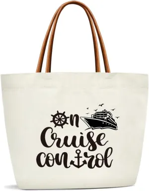 Cruise Control Cruise Gifts for Cruise Lovers Canvas Tote Bag For Women, Reusable Grocery Shoulder Bag for Work Travel Gym, Motivational Gifts for Halloween Christmas Beach Bags for Teacher Friend -36