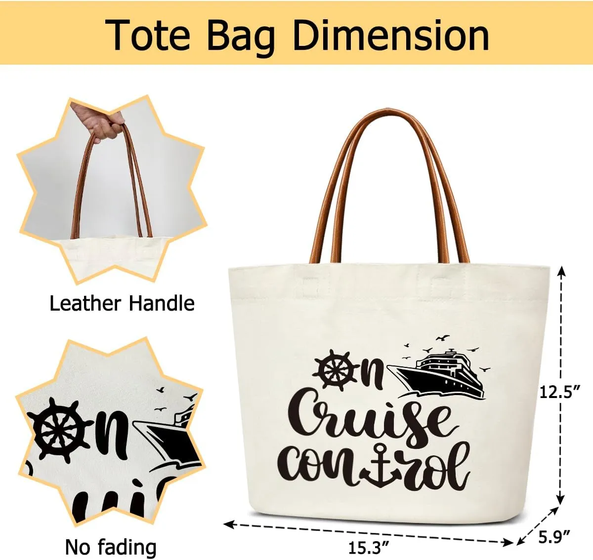 Cruise Control Cruise Gifts for Cruise Lovers Canvas Tote Bag For Women, Reusable Grocery Shoulder Bag for Work Travel Gym, Motivational Gifts for Halloween Christmas Beach Bags for Teacher Friend -36