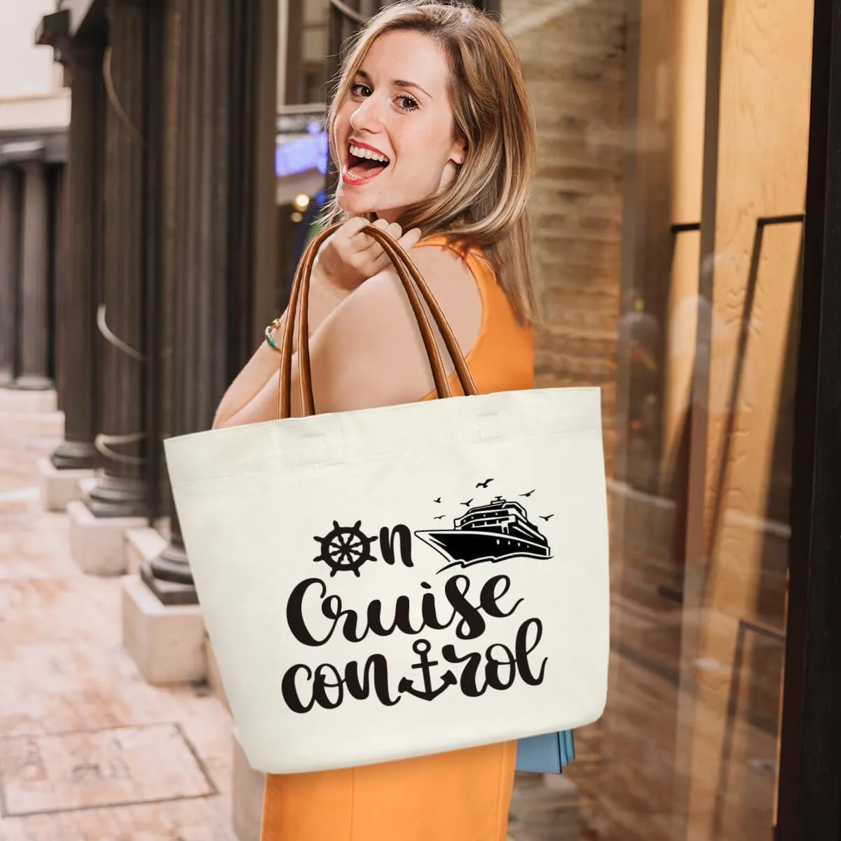 Cruise Control Cruise Gifts for Cruise Lovers Canvas Tote Bag For Women, Reusable Grocery Shoulder Bag for Work Travel Gym, Motivational Gifts for Halloween Christmas Beach Bags for Teacher Friend -36