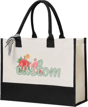 Custom Canvas Tote Bag Personalized Beach Tote Bag Add Your Name Image Logo customized Rainbow Tote Bag Gift for Women