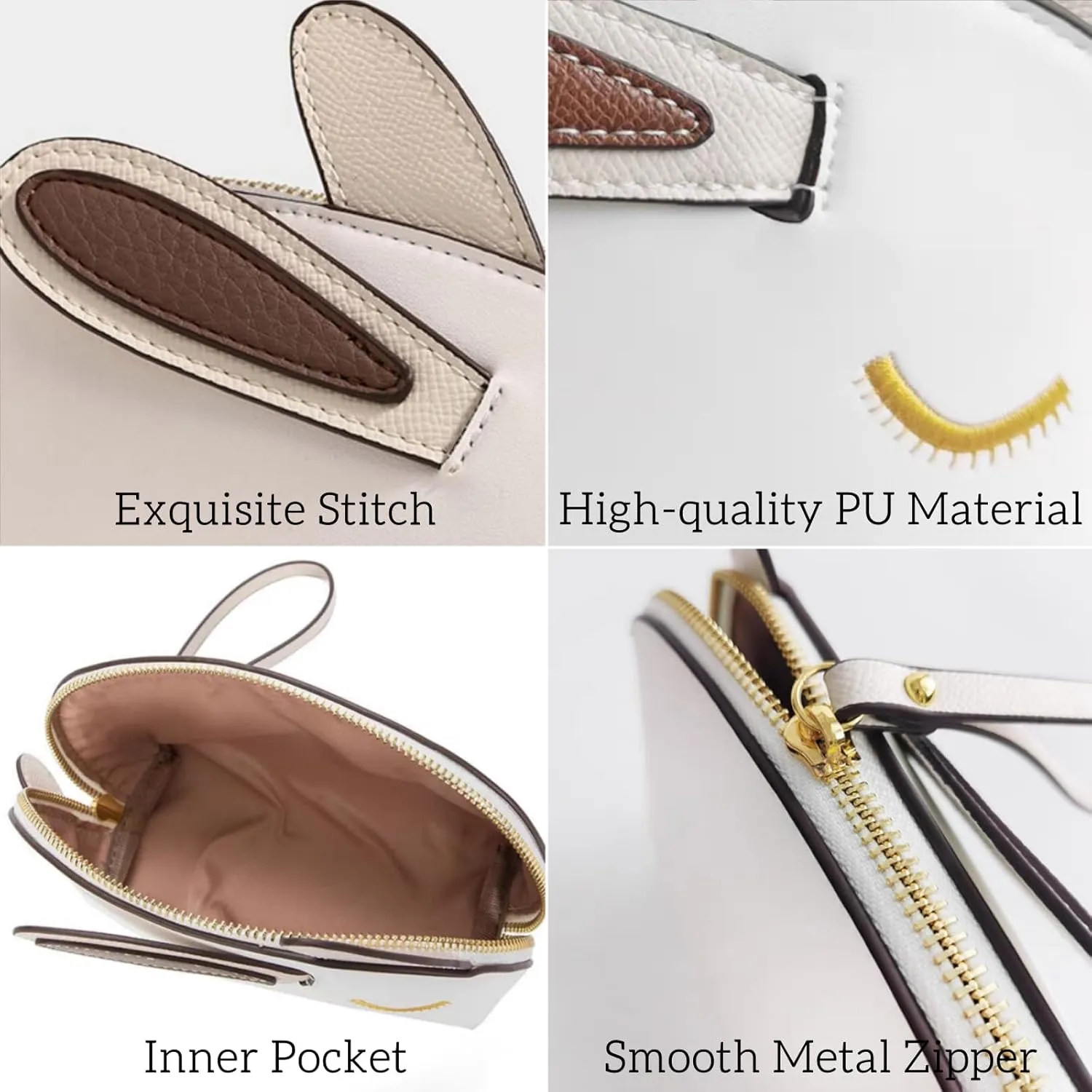 Cute Bunny Wristlet Handbag Small Chic Fashion Clutch Purse for Women Kawaii PU Leather Fashion Trendy Travel Pouch