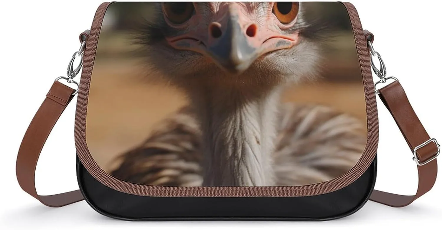 Cute Ostrich Shoulder Bags PU Leather Shoulder Handbag Large Capacity Crossbody Bag for Women