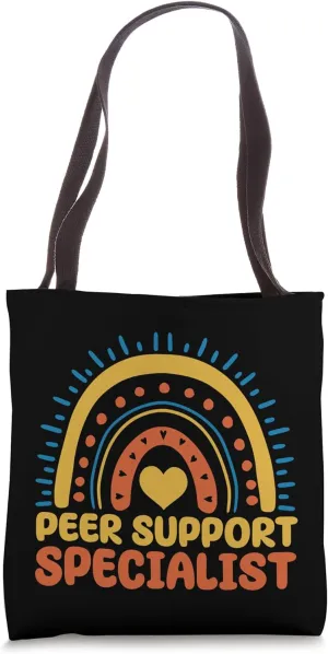 Cute Peer Support Specialist Boho Rainbow Apparel Tote Bag