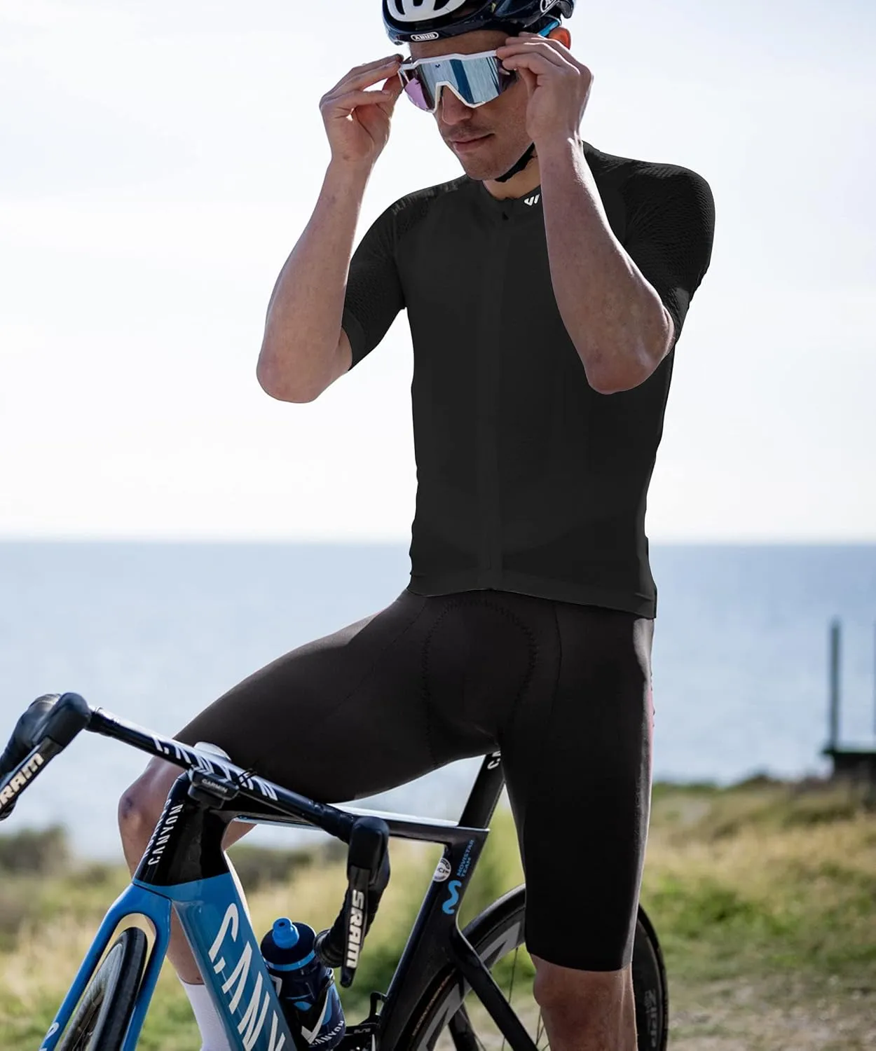 Cycling Jersey Men Short Sleeve, Road Bike Jerseys Full Zipper with Pockets, Bicycle Clothing Breathable Quick Dry