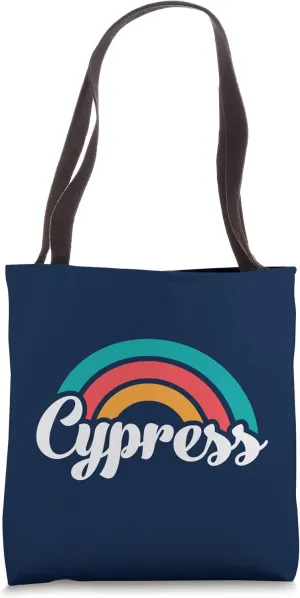 CYPRESS CA Retro Script Design With Rainbow Tote Bag