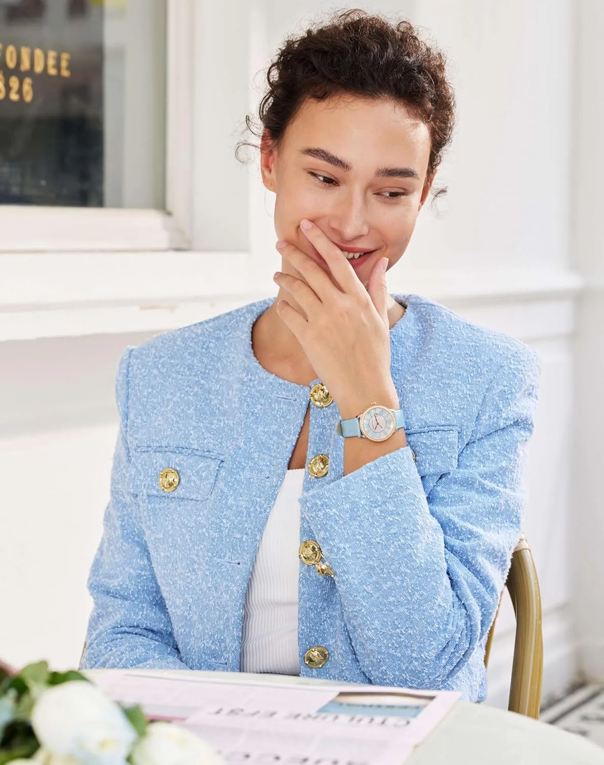 Dainty Watches for Women, Mother-of-Pearl Dial and Swiss Quartz Movement Ladies Watch with Leather Strap - Cloud Series