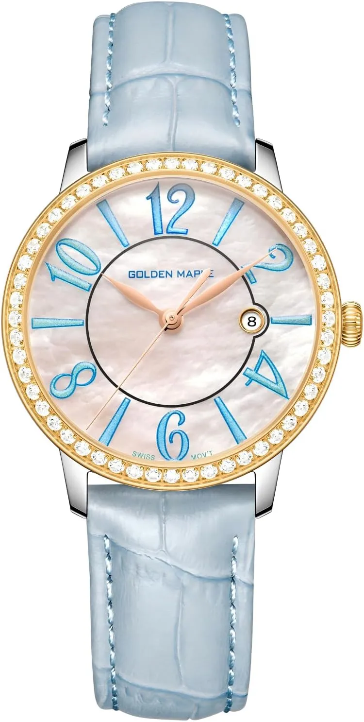 Dainty Watches for Women, Mother-of-Pearl Dial and Swiss Quartz Movement Ladies Watch with Leather Strap - Cloud Series