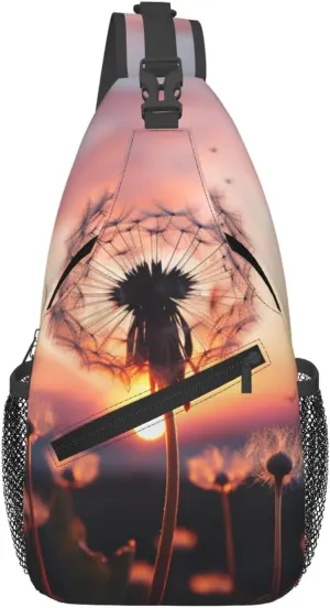 Dandelion In The Sunset Sling Bag Backpack For Men Cross Chest Bag Crossbody Shoulder Bag Travel Hiking Daypack