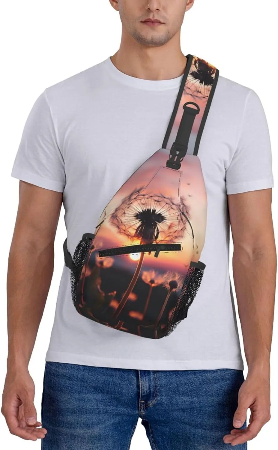Dandelion In The Sunset Sling Bag Backpack For Men Cross Chest Bag Crossbody Shoulder Bag Travel Hiking Daypack