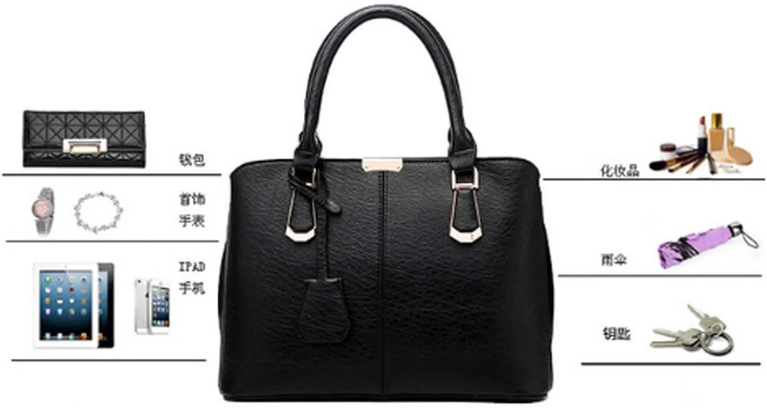 Dayfine Women's PU Leather Handbag Business Commuter Bag Large Capacity Shoulder Bag
