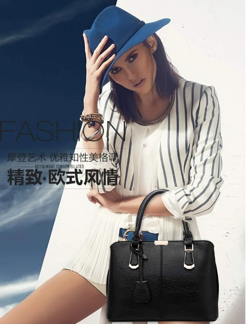Dayfine Women's PU Leather Handbag Business Commuter Bag Large Capacity Shoulder Bag