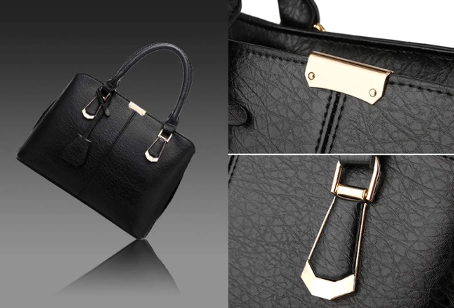 Dayfine Women's PU Leather Handbag Business Commuter Bag Large Capacity Shoulder Bag