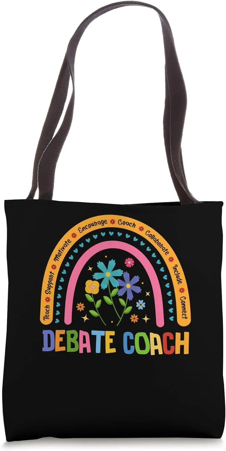 Debate Coach Rainbow Flower Colorful Back To School Tote Bag