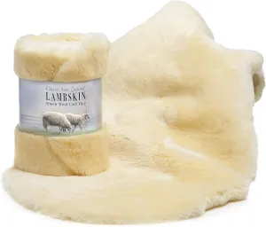 Desert Breeze Distributing Genuine New Zealand Baby Sheepskin, 100% Natural, Soft Shorn Wool, Soothing Comfort, All Seasons, Size Large LRG 34-36 inches in Length
