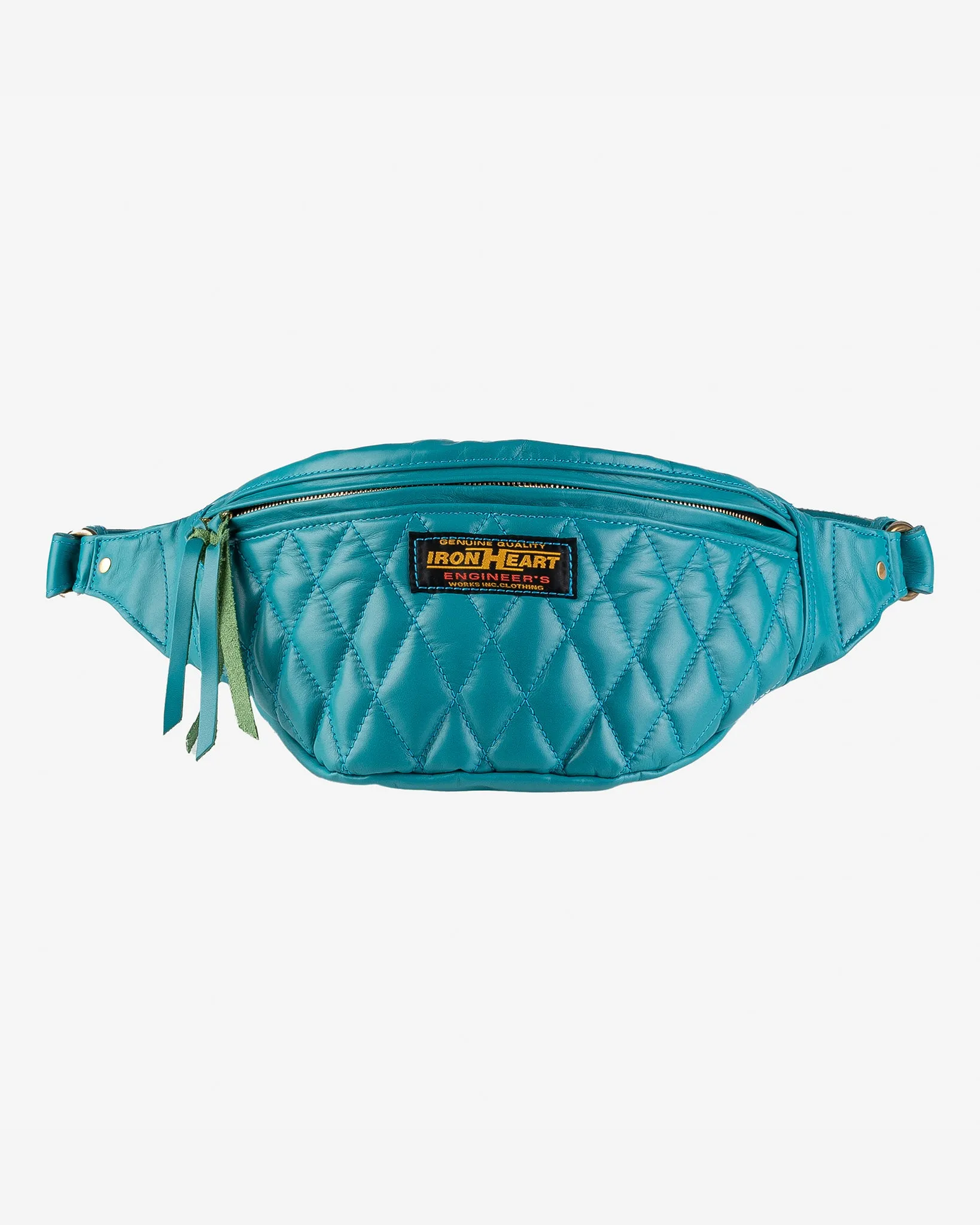 Diamond Stitched Leather Waist Bag - Blue