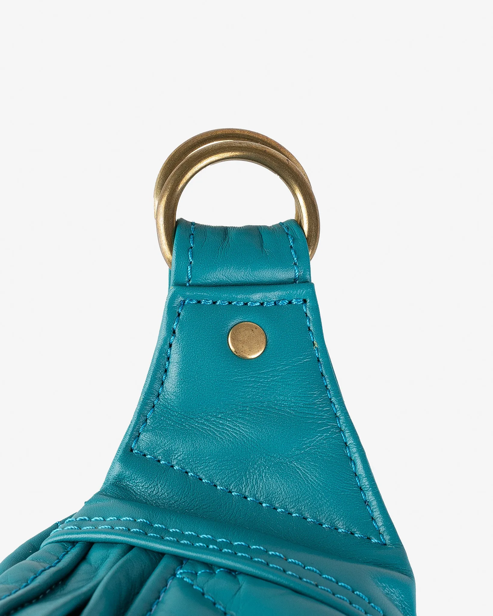 Diamond Stitched Leather Waist Bag - Blue