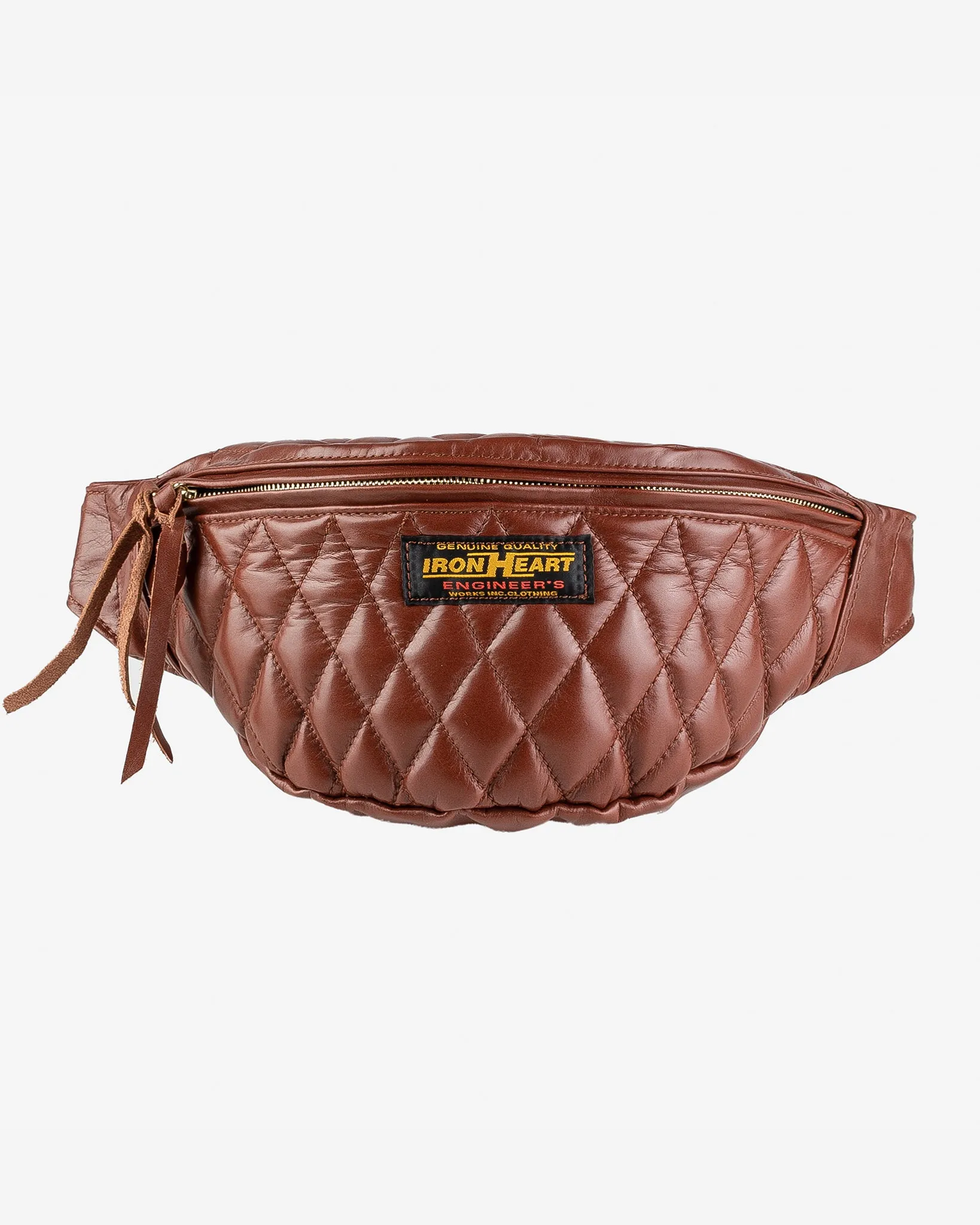 Diamond Stitched Leather Waist Bag - Brown