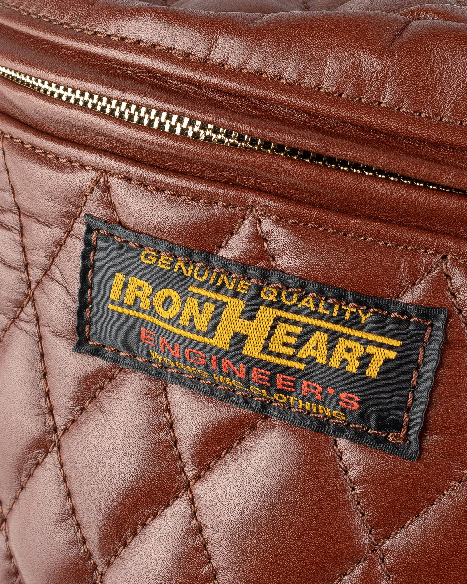 Diamond Stitched Leather Waist Bag - Brown