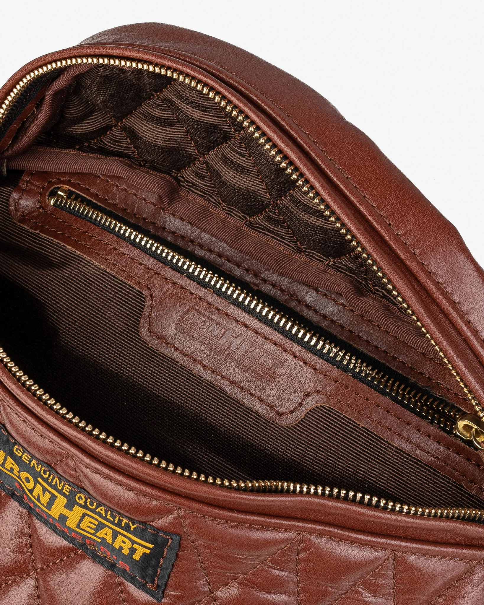 Diamond Stitched Leather Waist Bag - Brown
