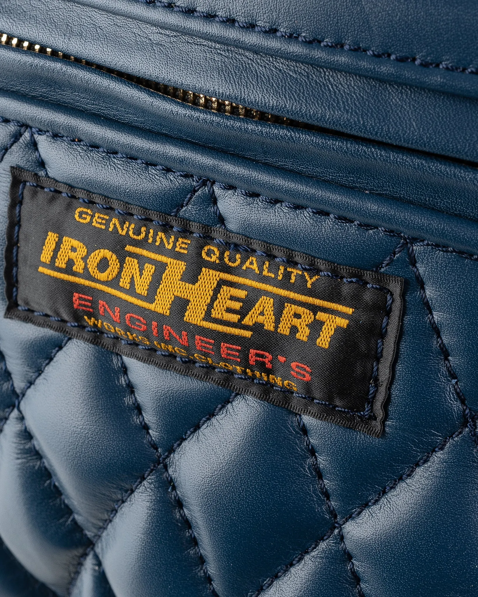 Diamond Stitched Leather Waist Bag - Navy