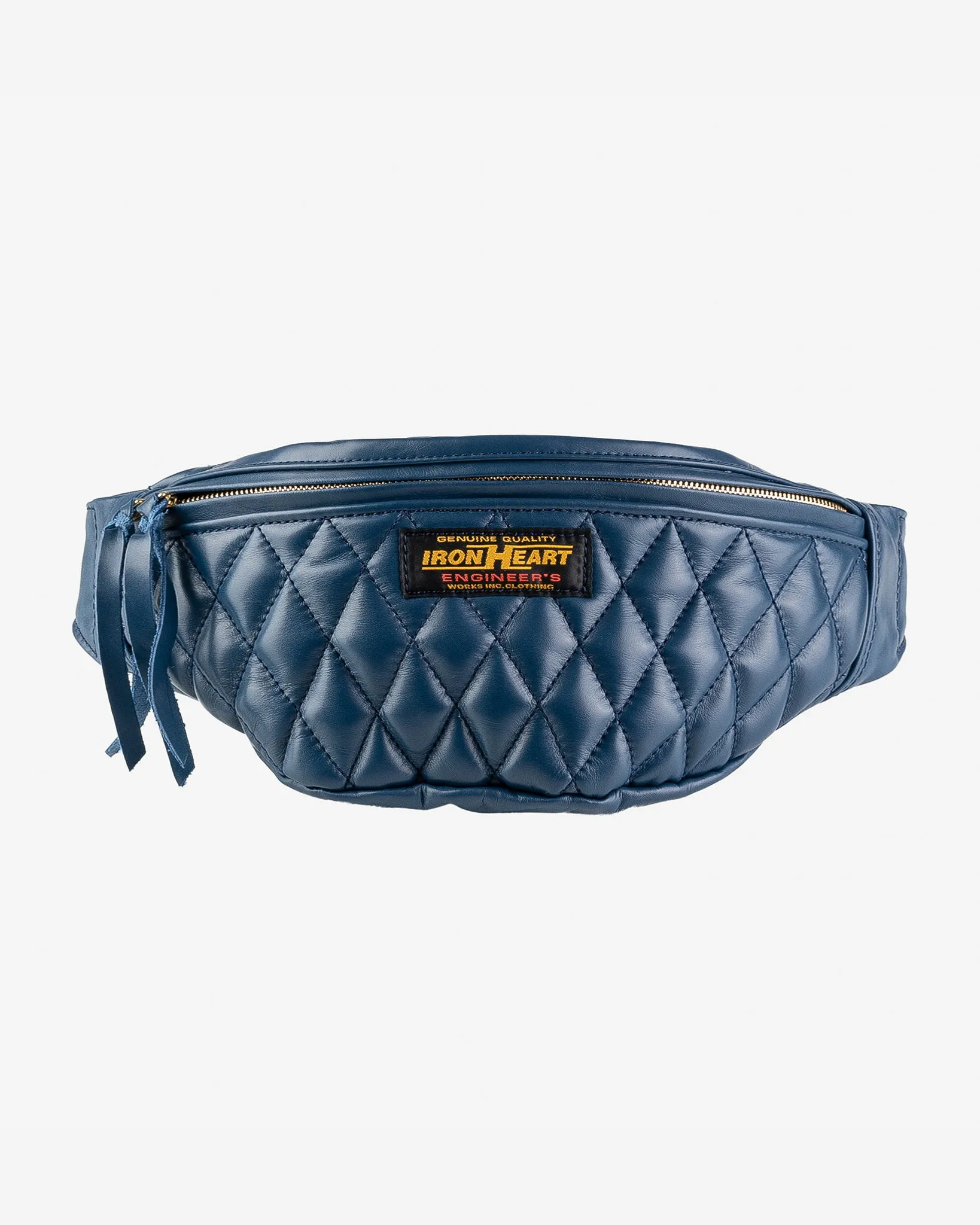 Diamond Stitched Leather Waist Bag - Navy