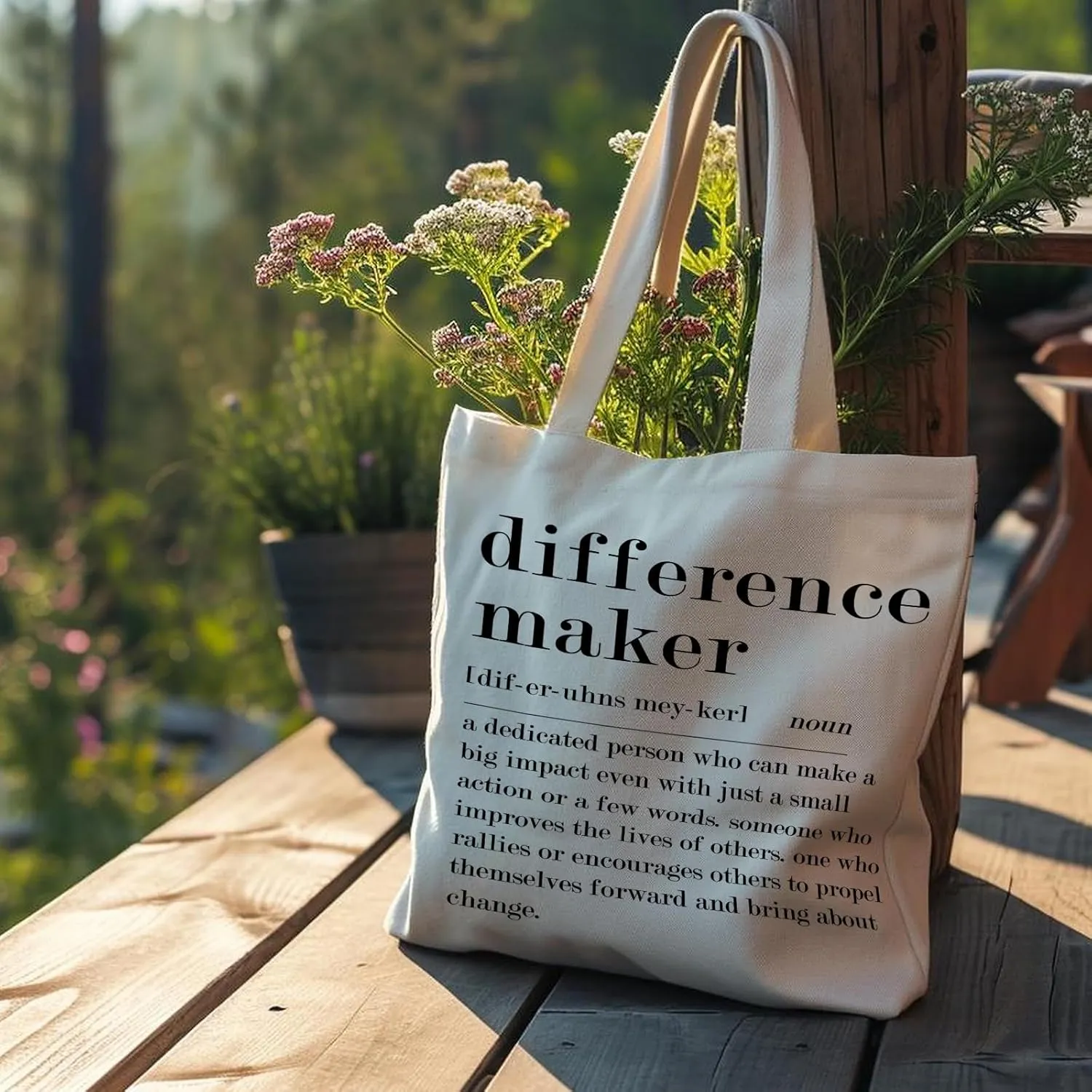 Difference Maker Sign Canvas Tote Bag -ToteBag, Thank You Gift for Women, Assistant Principal Appreciation Gifts