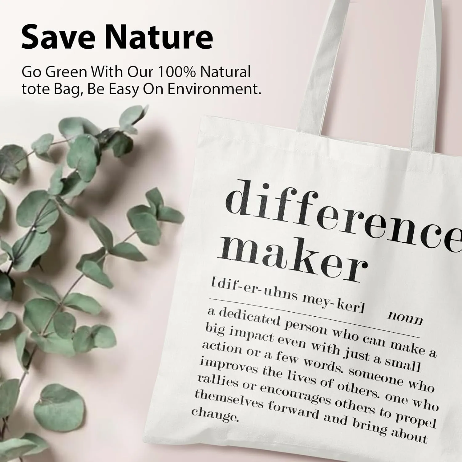 Difference Maker Sign Canvas Tote Bag -ToteBag, Thank You Gift for Women, Assistant Principal Appreciation Gifts