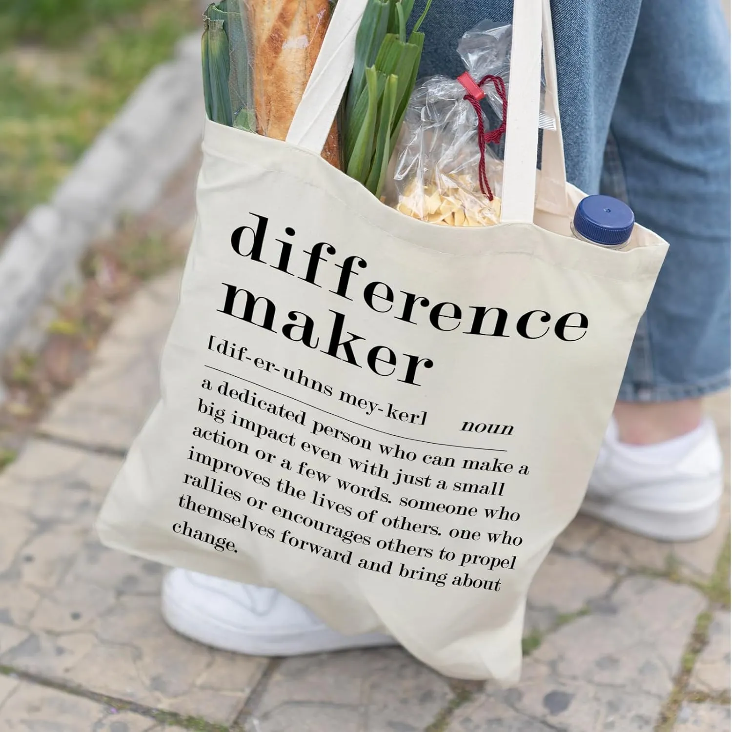 Difference Maker Sign Canvas Tote Bag -ToteBag, Thank You Gift for Women, Assistant Principal Appreciation Gifts