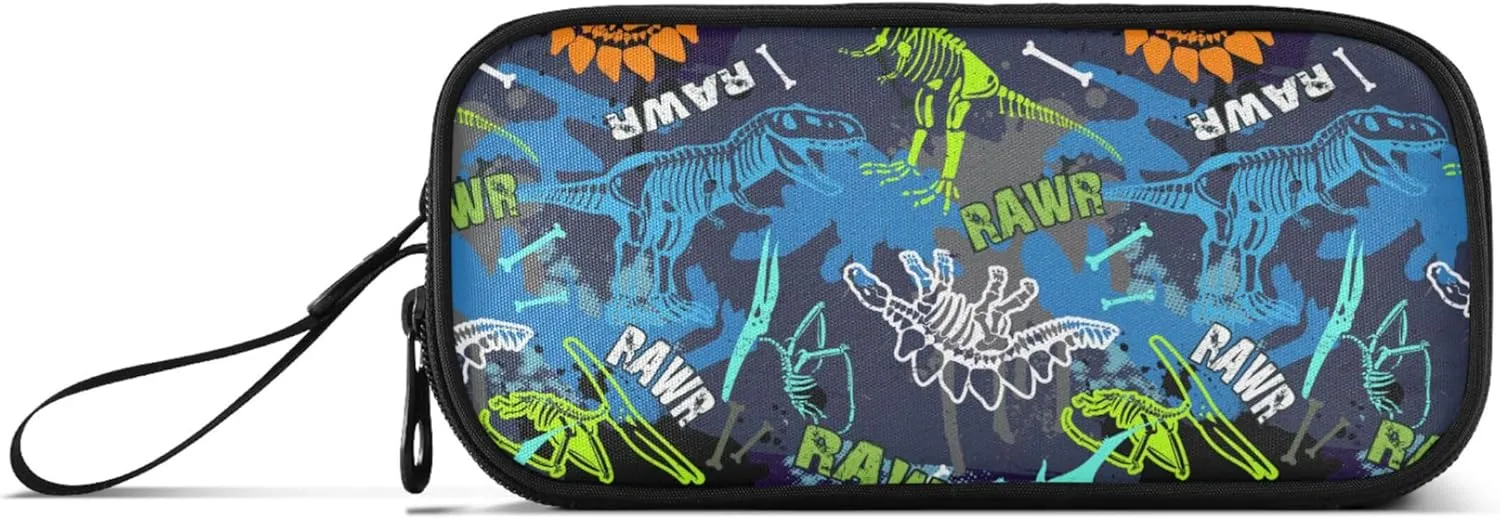 Dinosaur Fossil Pencil Bag Large Capacity Pencil Case Pouch Simple Stationery Bag